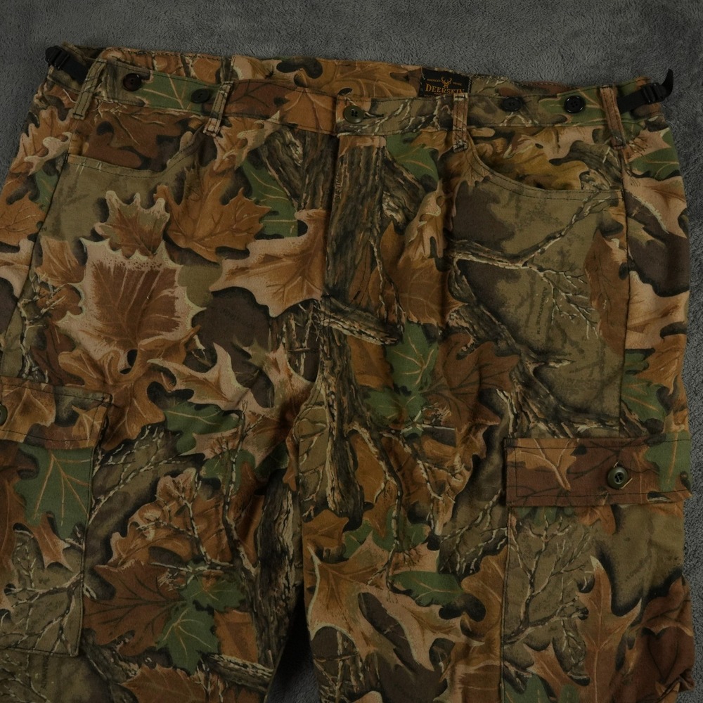 Melton Deerskin Pants Mens XL Camo Advantage Leaf Hunting USA Made VTG